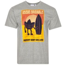 Adidas Gray Tee with Orange and Black Graphic